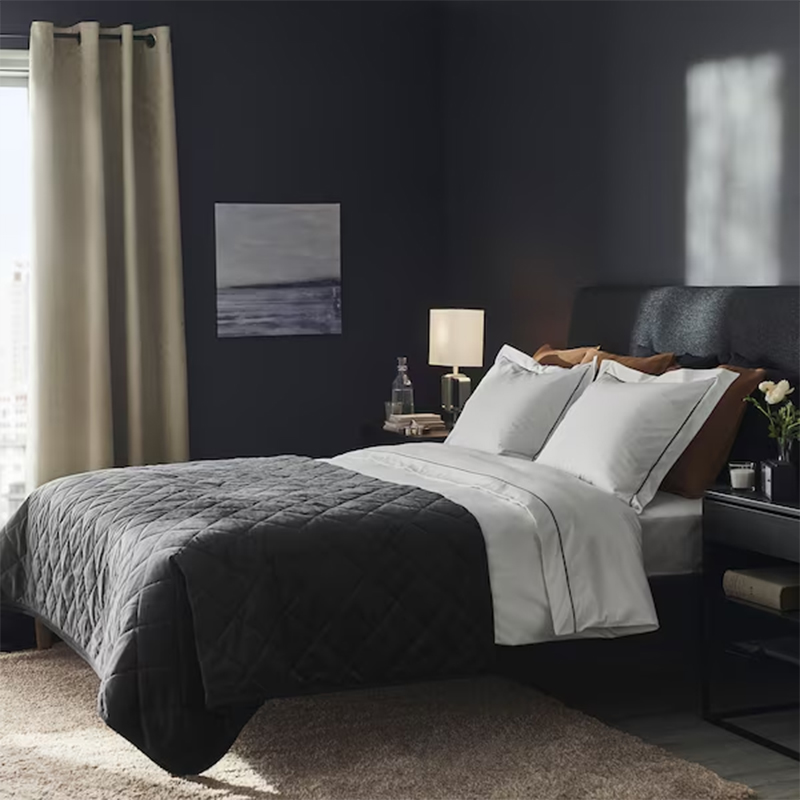 Ensemble de couvercle de couette à broderie d'hôtel simple 400TC Tissu de coton