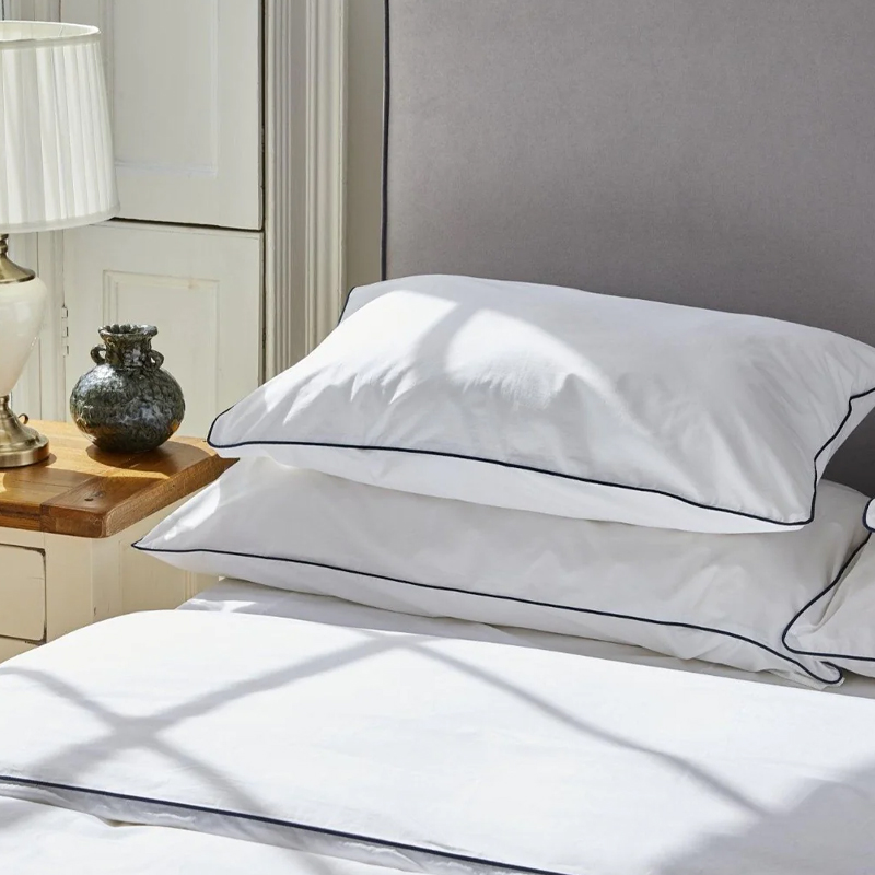 Ensemble de couverture de courtepointe à tuyaux blancs de 5 étoiles Hotel Sateen White