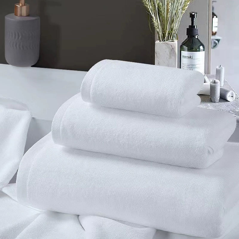 Coton pur 32s Double Twist Plain Terry White Hotel Towels