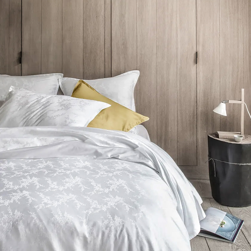 Coton pur 330tc Sateen Jacquard Hotel Couper et feuilles de feuilles