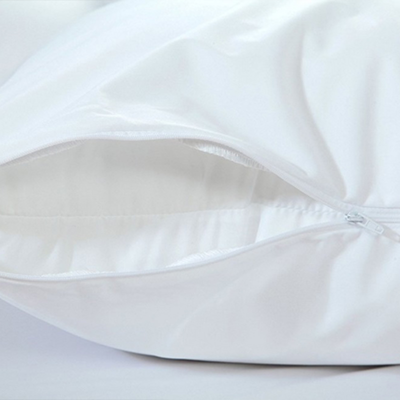 200tc Polycotton Plain White Zippered Pillow Protector Hotel