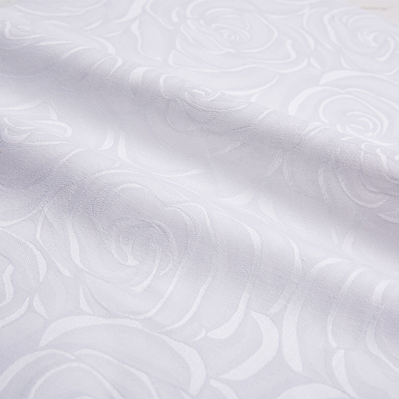 Coton White Hotel Liberdding tissu satin jacquard rose fleur